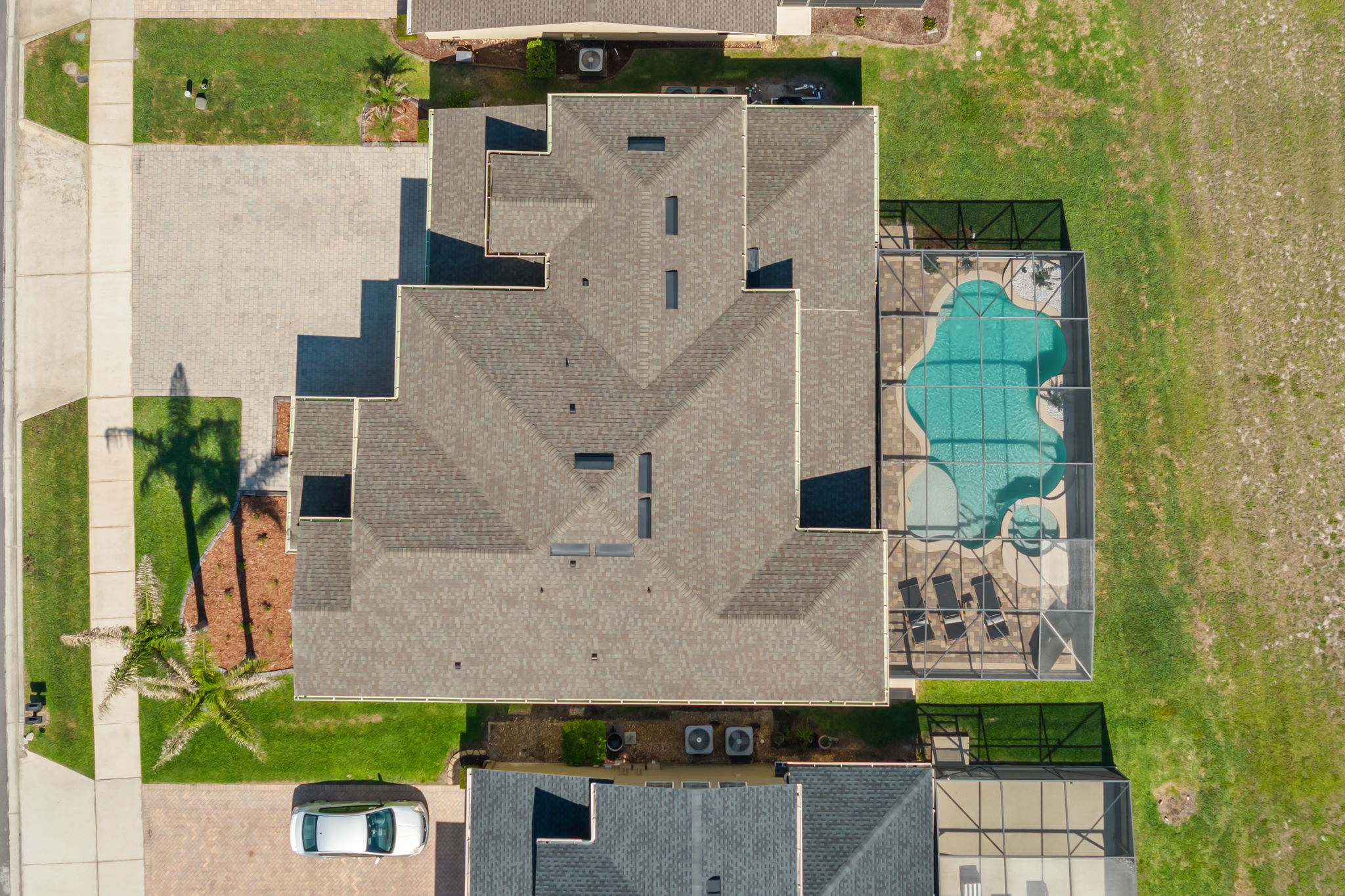 Aerial overhead top-down view